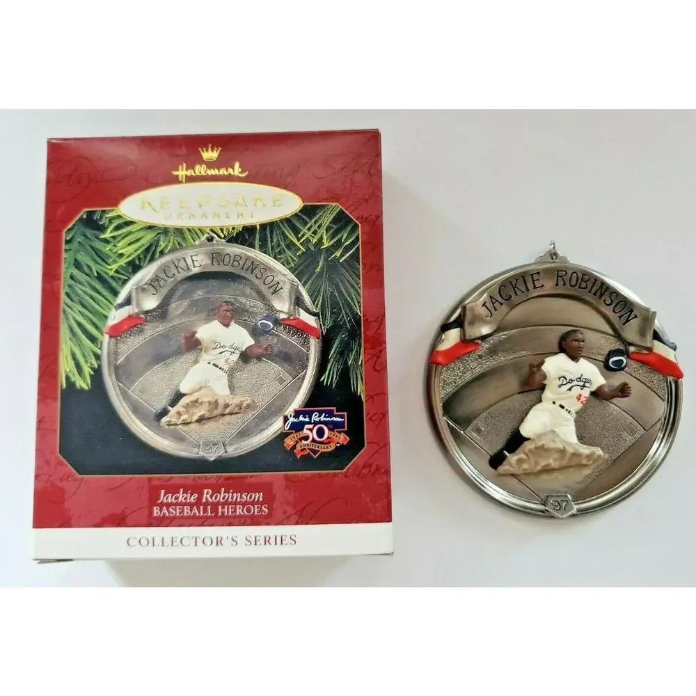 1997 Hallmark Jackie Robinson 4th  Baseball Heroes Series Ornament NIB U109/6202